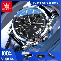 OLEVS 2987 Men Original Quartz Movement Wristwatch Fashion Metallic Texture Calendar Window Luminous Function Waterproof Watch