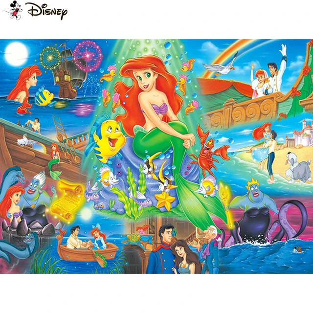 Disney-pintura diamante 5D DIY de princesa de dibujos animados, bordado  de diamantes de imitación cuadrados/redondos, decoración artística