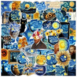 Van Gogh Sunflower & Starry Sky Waterproof Art Stickers Set - Artsy Aesthetic Decoration Decals (10/30/50pcs) (Random 50pcs)