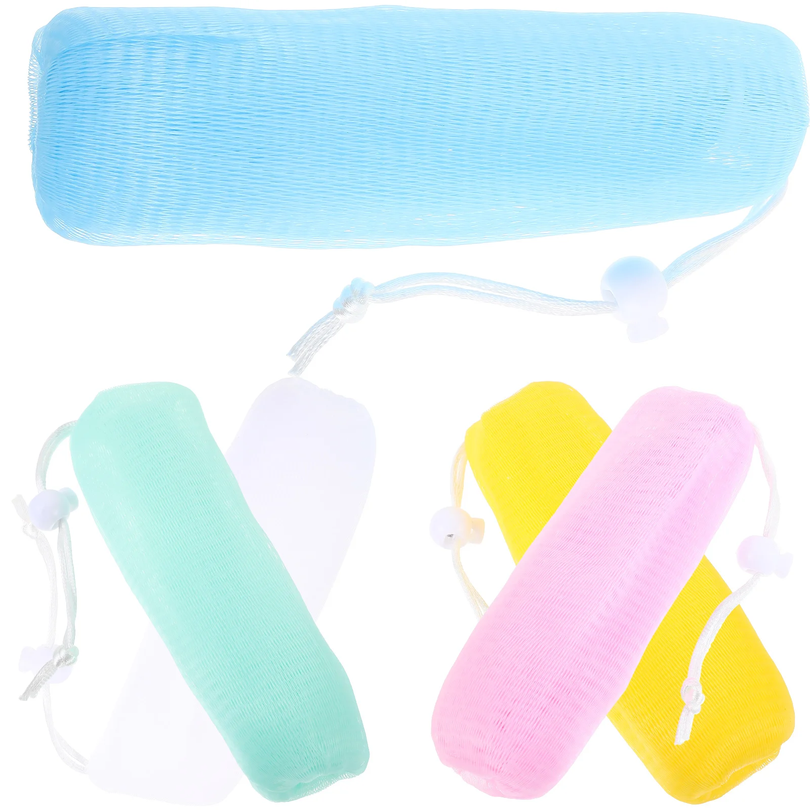 

5Pcs Mesh Pouchs Exfoliating Saver Bag Neat for Body Cleaning Tool for Bathroom Hotel Home and Travel ( Assorted Colors )