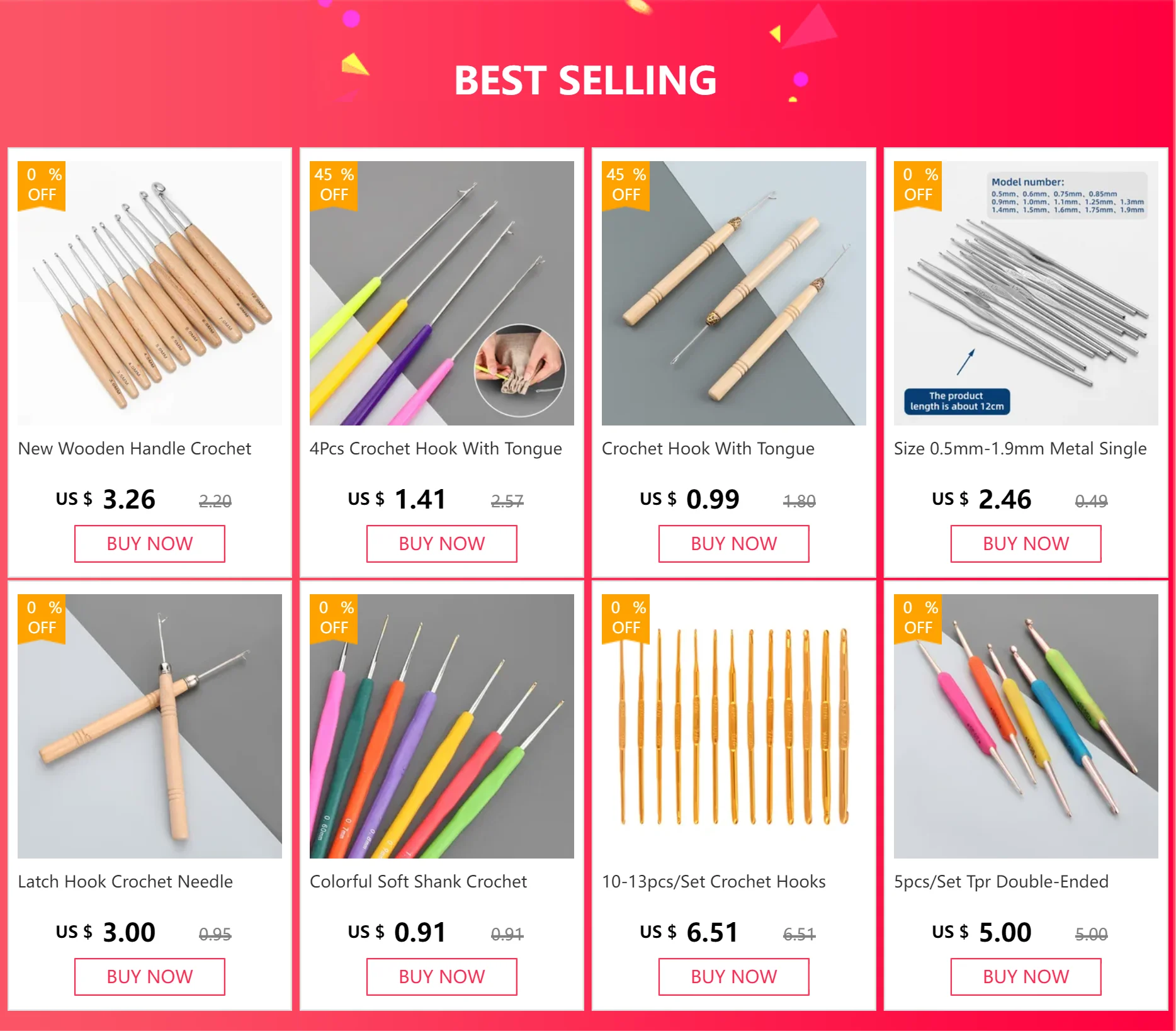 Description Picture 2 of item4Pcs Crochet Hook With Tongue Knitting Sewing Tools Repair Sweater Beading Accessories Sewing Needle Plastic Shank Crochet Hooks
