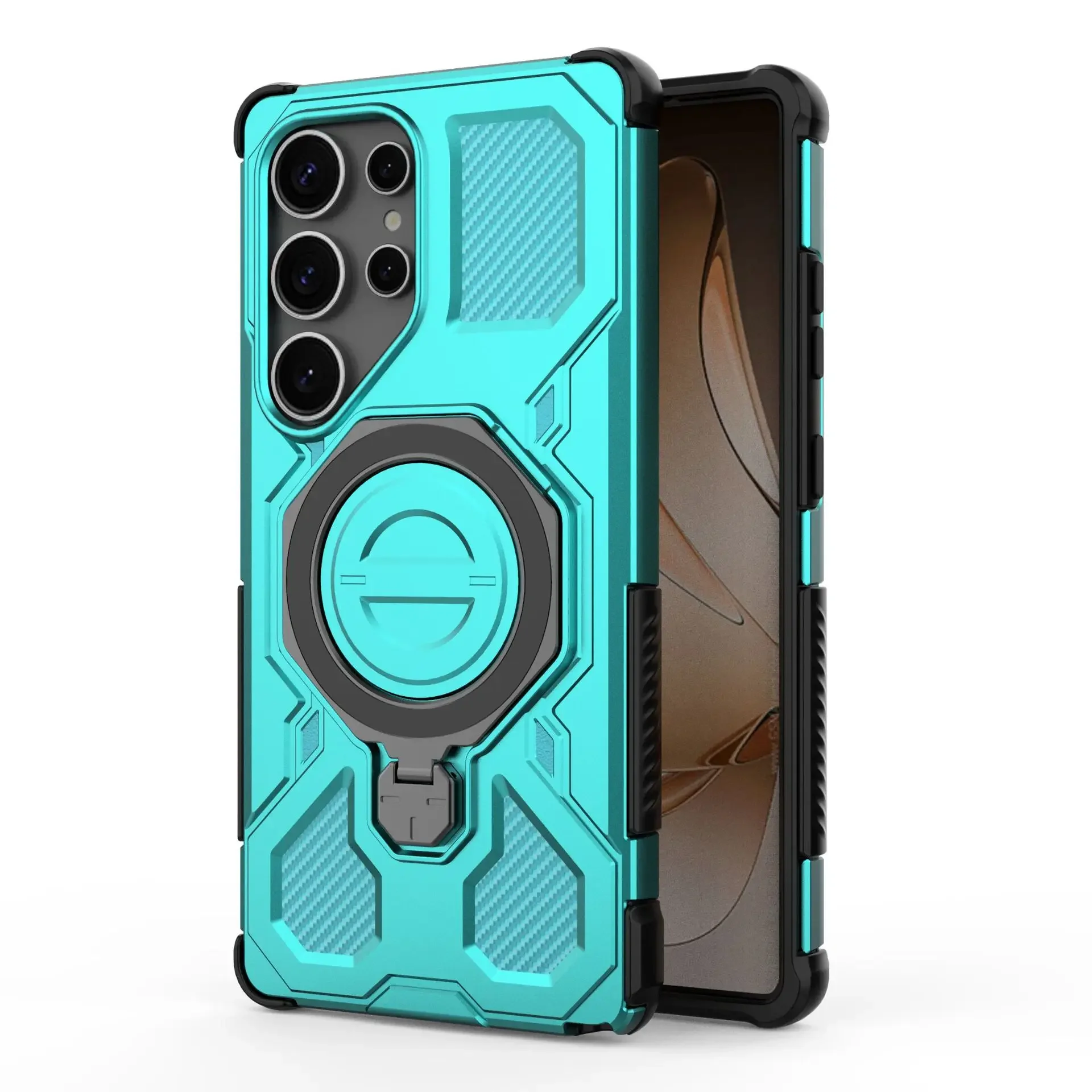 Invisible Stand Phone Case with 360° Rotatable Magnetic Ring Holder - Shockproof PC+TPU Cover