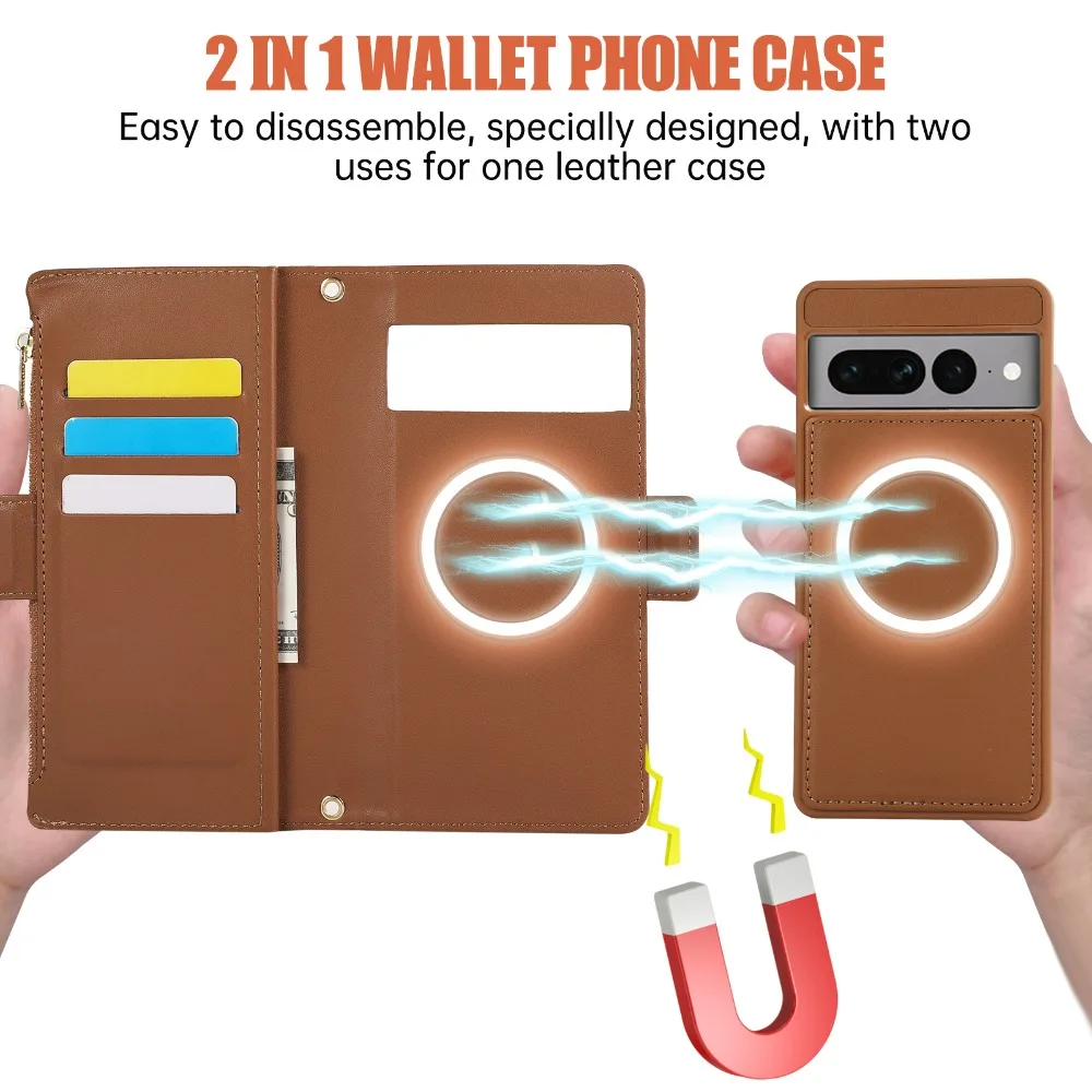 2-in-1 Detachable Crossbody & Wrist Strap Phone Wallet Case with Card Holder