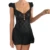 y2k Going Out Mini Lace Dress Summer Women See Through Short Sleeve V Neck Hollow Out Button Down A Line Dress Clubwear