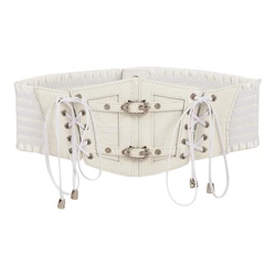 Girls White Lace Wide Lace Up Corset Bustier Waist Belt Underbust Dropship
