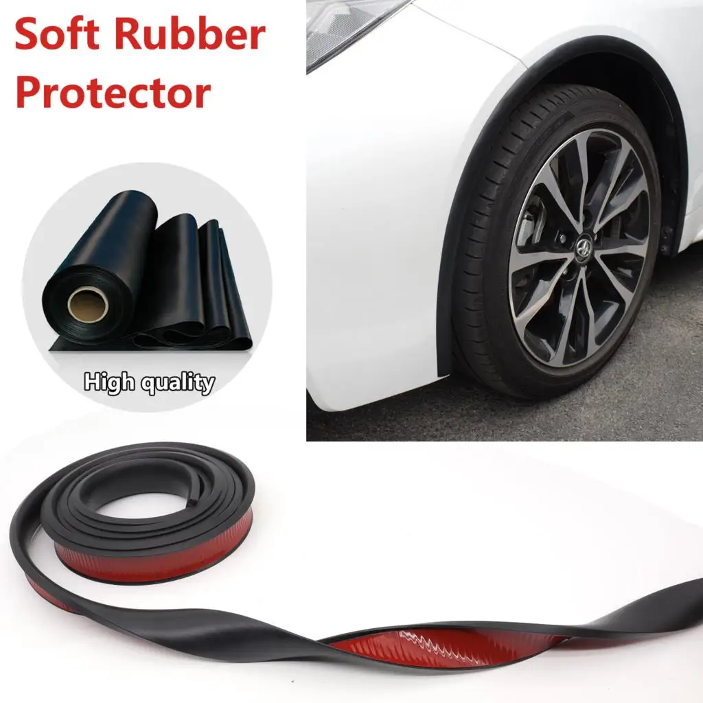 Car Wheel Arch Mudguard 3Meter Car Fender Flare Wheel Eyebrow Protector Arch Extenders Moulding Trim Camper Shells Rubber Seal Strip DIY Scratch Proof