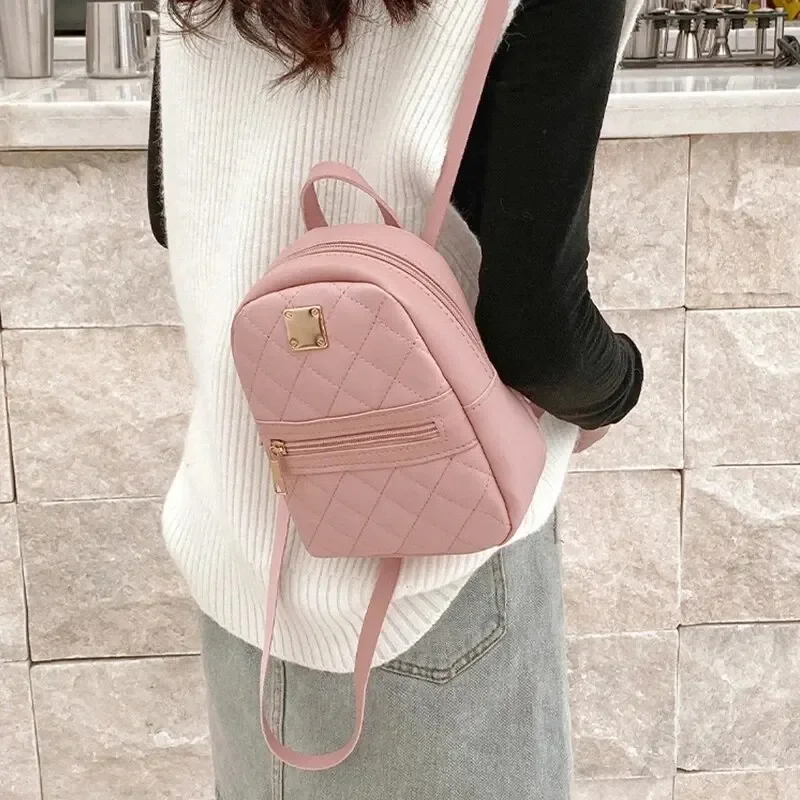 Women's PU Leather Backpack – Fashion Designer Small Bag for Girls, Mini Shoulder Bag, Stylish School & Travel Backpack 백팩