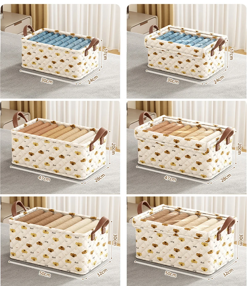 Folding Clothes Storage Box with Lid Multi-functional Wardrobe Storage Box for Underwear Sweater Home Cabinet Organizer 5