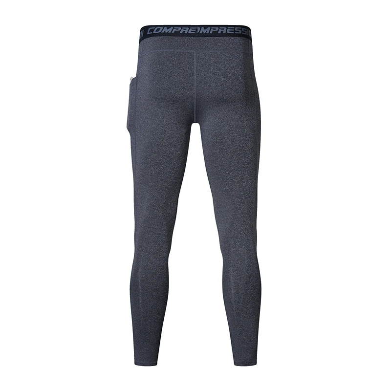 Sports Leggings Men Autumn Winter Side Pockets Quick-Drying Compression