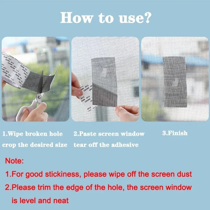 1/2/3PCS 모기장 창문 모기 방지 메쉬 간편하게 적용 가능한 방수 창 스크린 수리 테이프 자체 접착 메쉬 패치