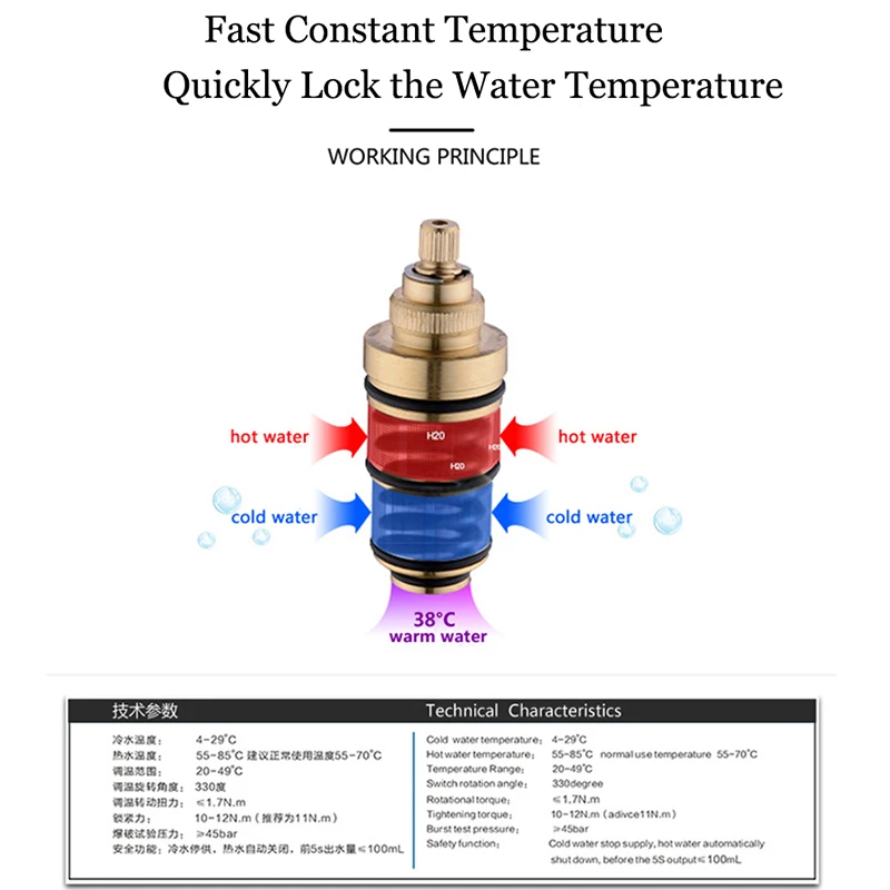 Brass Thermostatic Mixing Valve Silver Plating Bathroom Faucet Temperature Mixer Control Thermostatic Valve Home Improvement