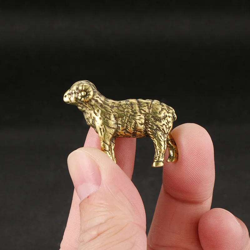 

Sheep Ornaments Cartoon Childlike Gifts Study Tabletop Tea Pet Decorations Copper Handicrafts Collectibles
