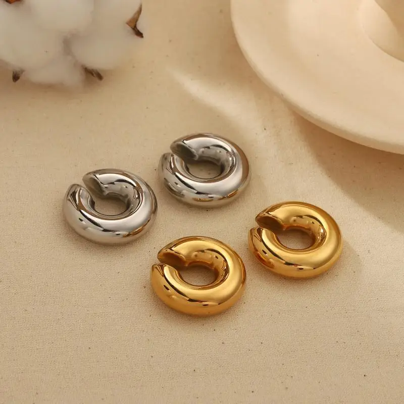 Ear Clip Earrings Clip Earrings Ear Clip Ear Accessories Punk Non Piercing Stainless Steel Gold Color Chunky Ear Cuff Unisex