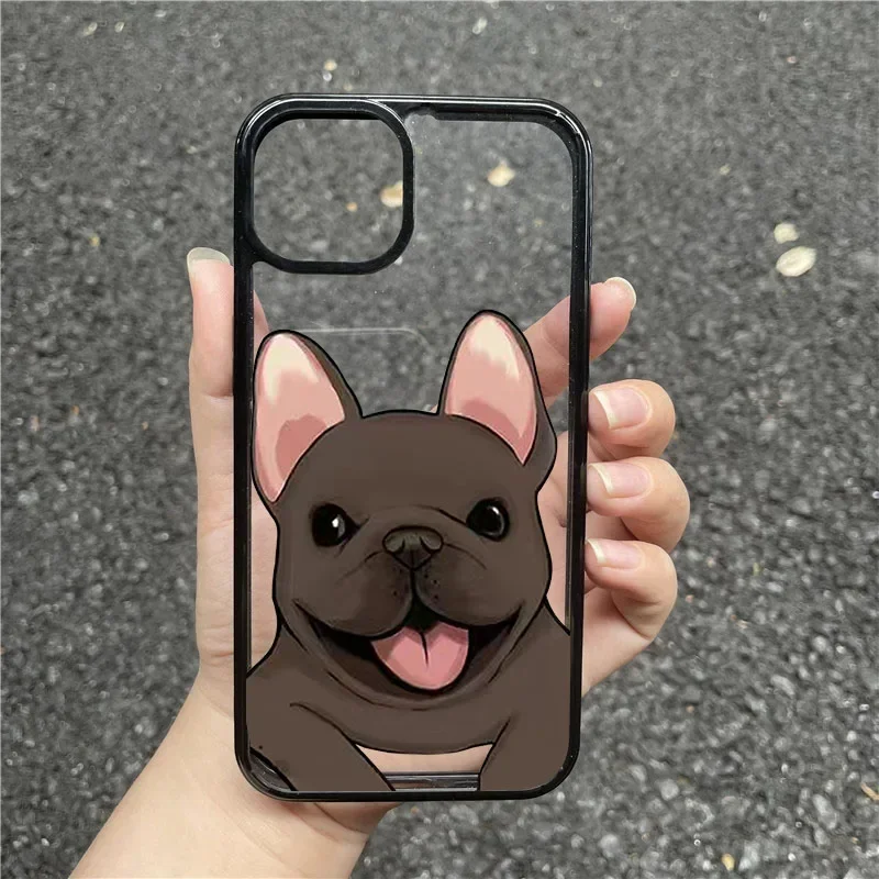 IPhone用の透明なシリコンケース,漫画の犬のケース,フレンチブルドッグ