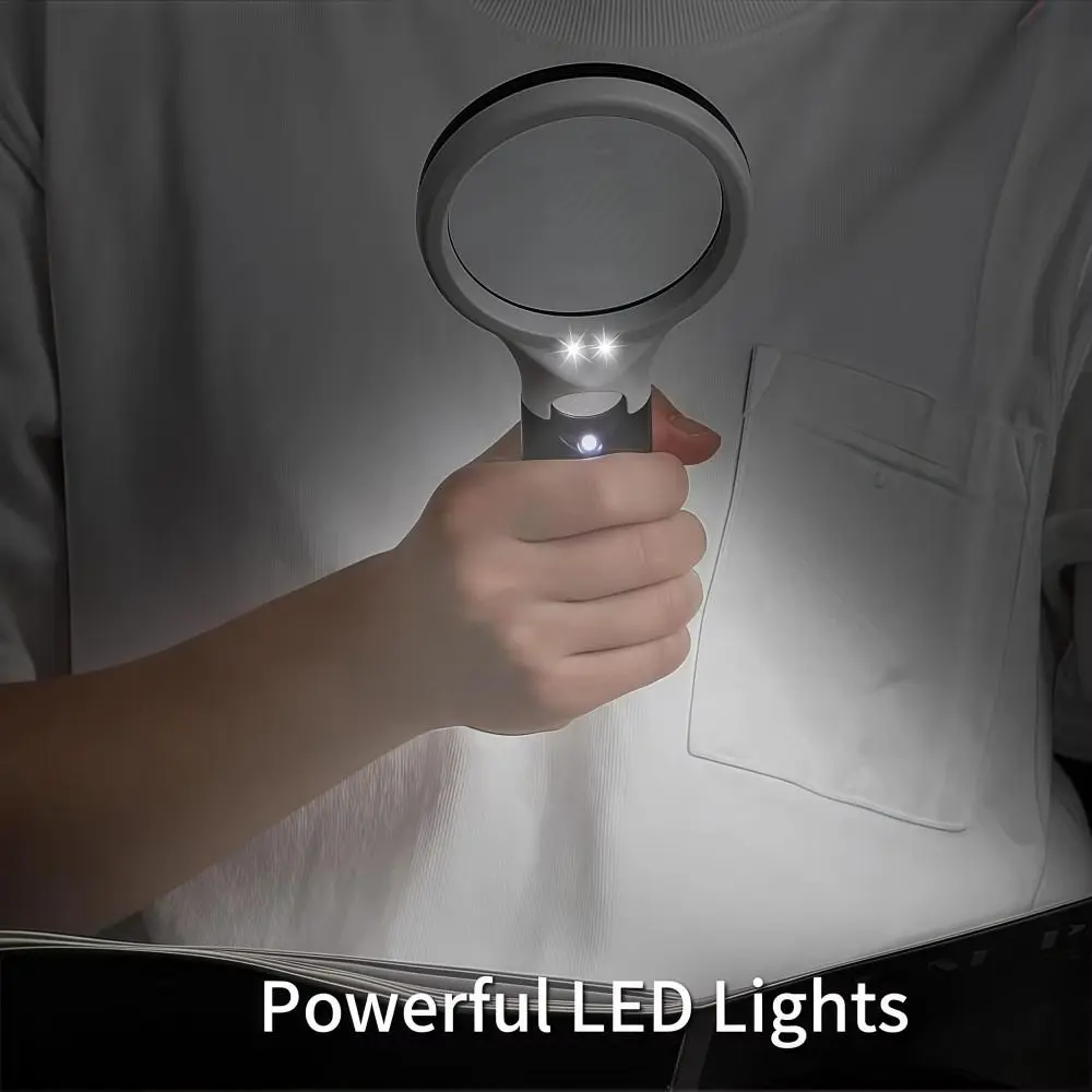 휴대용 45X 돋보기 3LED 조명 HD 보석 루페 이중 렌즈 경량 동전 우표 돋보기 어린이 노인 독서용