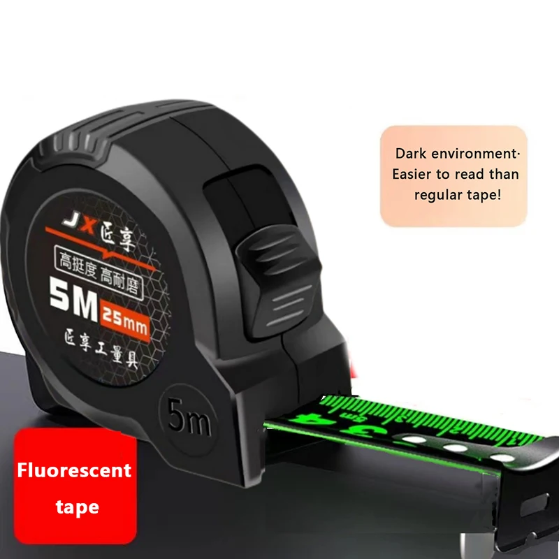 Fluorescence Tape Measure 3/5M Wear Resistant Thickened Portable Tape Measure Steel Tape Measure High Precision Ranging Tool