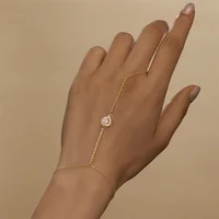 CANNER 925 en argent Sterling coeur forme pétale CZ étincelles Zircon Bracelet anneau chaîne pour femmes minimalisme main chaîne Bracelets 4