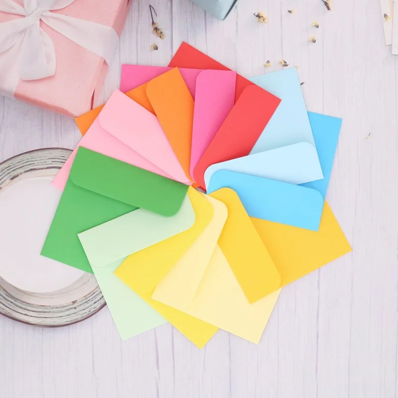 Colorful Envelope Greeting Card Postcard Storage Bag Mini Pink Envelopes 10 Pieces/Lot