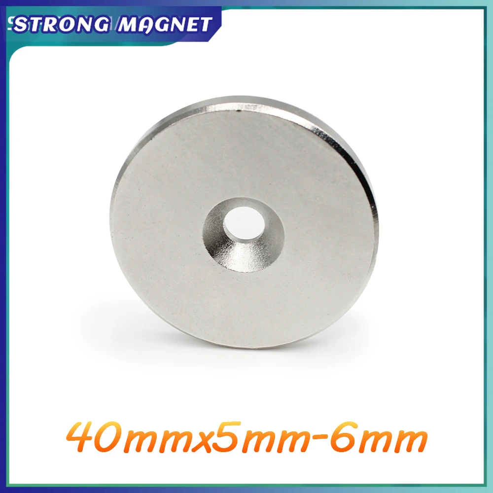 

1/2/5/10/15/20PCS 40x5-6 mm Neodymium Disc Magnets 40*5 mm Hole 6mm Countersunk Round Strong Magnet 40x5-6mm 40*5-6 mm 40x5