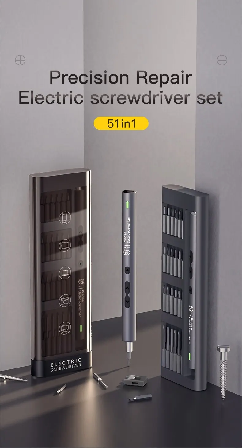 Sa3c7820836134dd3b6994cb95cce3a62r 51 in 1 Electric Screwdriver Precision Set Power Tool Kit Rechargeable Wireless Cordless Magnetic Bits for Repair Home Household Mallzona