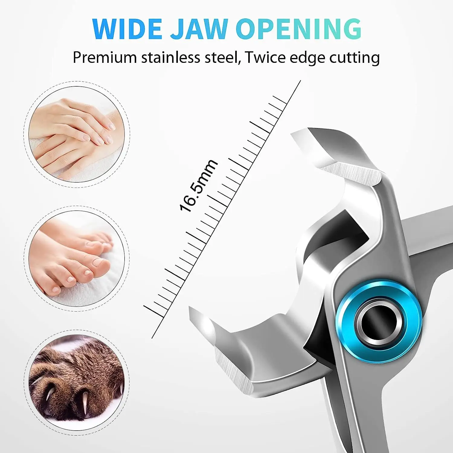 2 IN1 Nail Clippers Stainless Steel Heavy Duty Large Toenail Clippers Ultra Sharp Finger Nail Cutter for Seniors