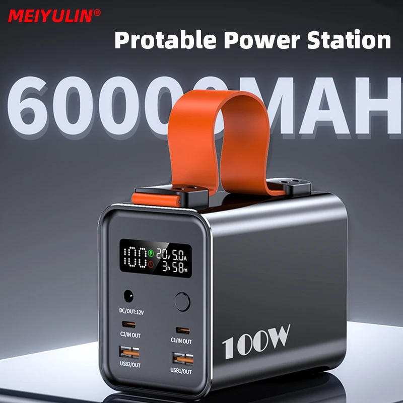 

60000mAh Portable Power Bank PD100W Two-Way Fast Charging Powerbank External Battery Charger Digital Display for iPhone 14 Drone