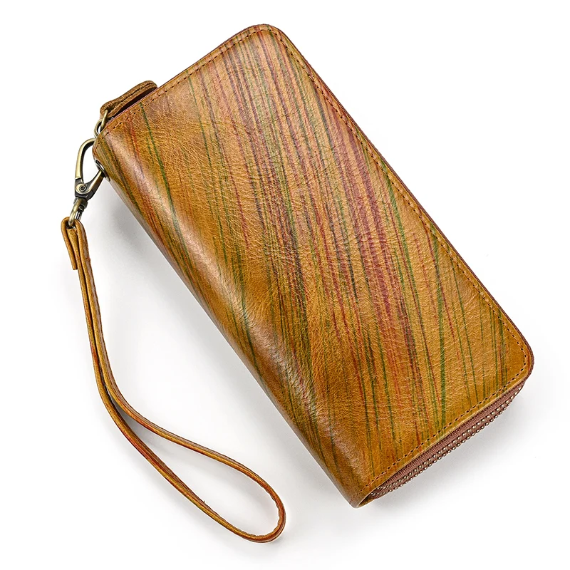 2022 New Men's Stripe Wallet Fashion Leather Long Wallet For Men Coin Purses Double Zipper Card Wallet Men Clutch Bags Money Bag