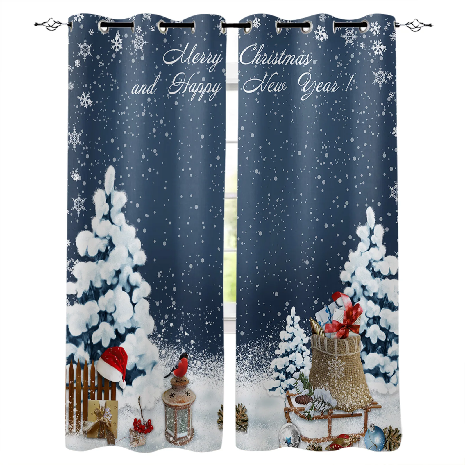 

Santa Claus Christmas Blackout Curtains Bedroom Living Room Kitchen Drapes Window Treatments Xmas Navidad Natal Home Decoration