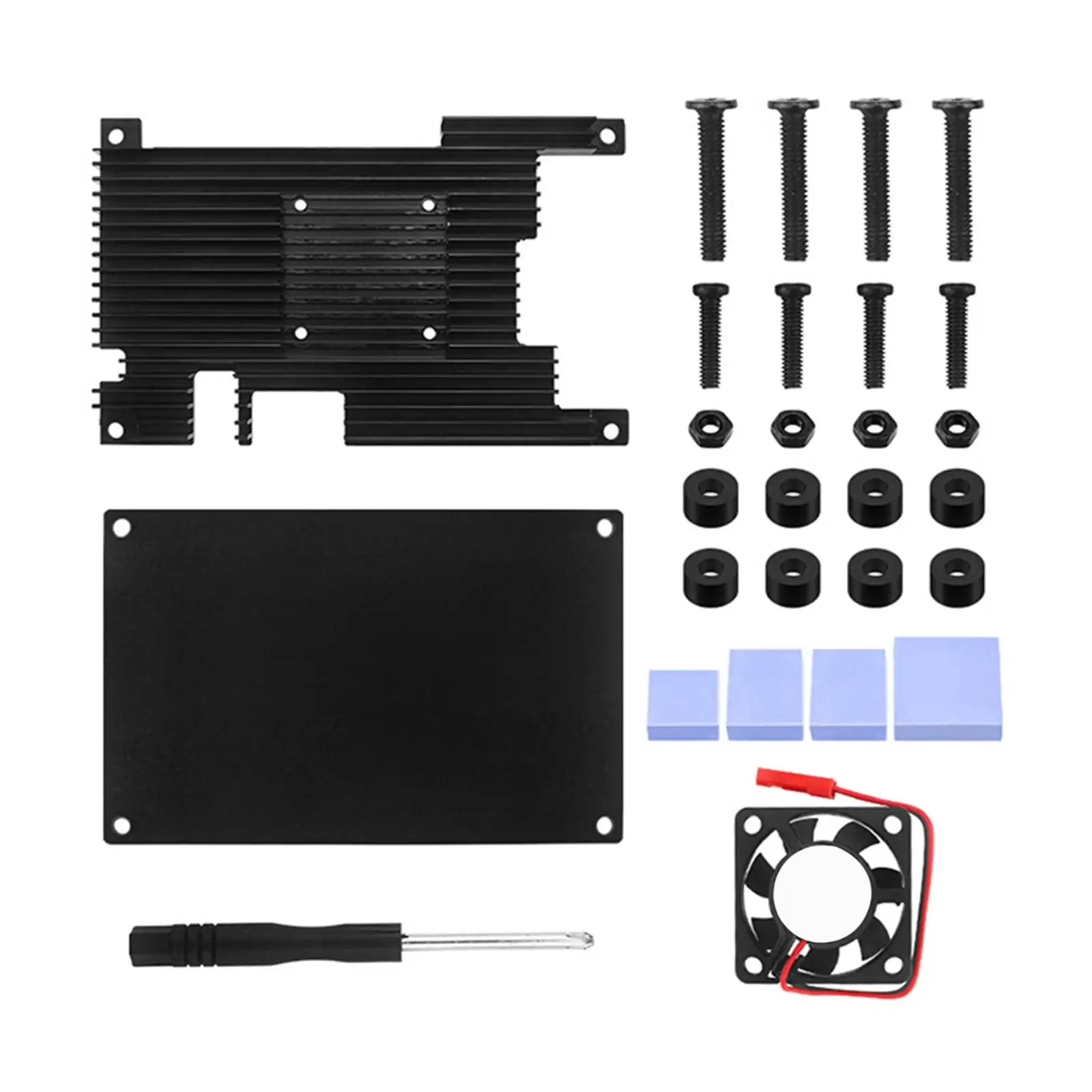 

Aluminum Alloy Case Unassembled with Cooling Fan Fittings Protective Shell Durable Practical Tool Kit Heat Sink Metal Enclouse