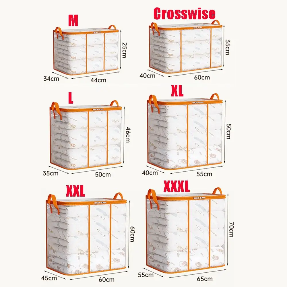 Large Capacity Foldable Storage Bag Transparent Waterproof Clothes Storage Box Dust-proof Zippered PVC Quilts Storage Bag Home 6