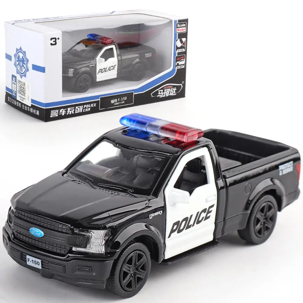 Boys 1:36 Police Car Toys Simulation 2-door Pull-back Car Model Ornaments For Children Gifts Collection