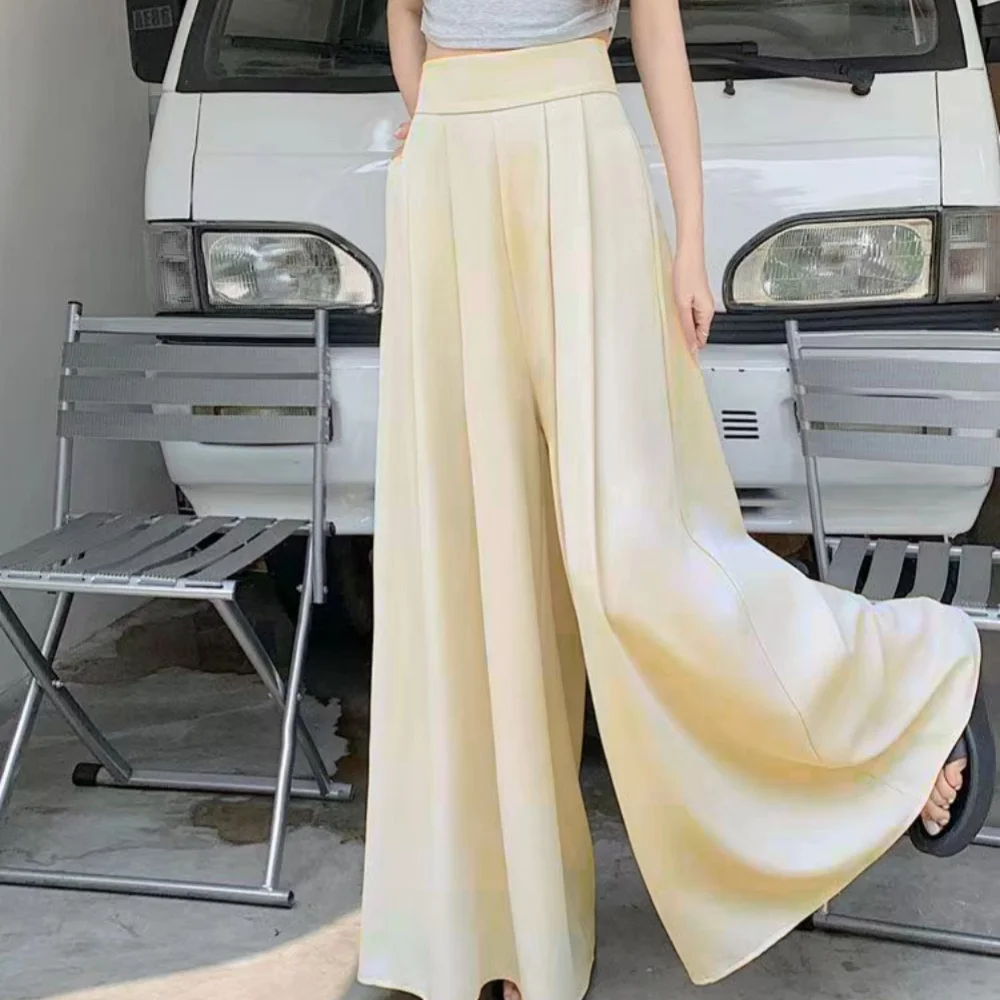 Women's Clothing Trend 2024 High Waisted Wide Leg Skirt Pants Large Hem Casual Elegant Basic OL Suit Pants Office Lady Trousers