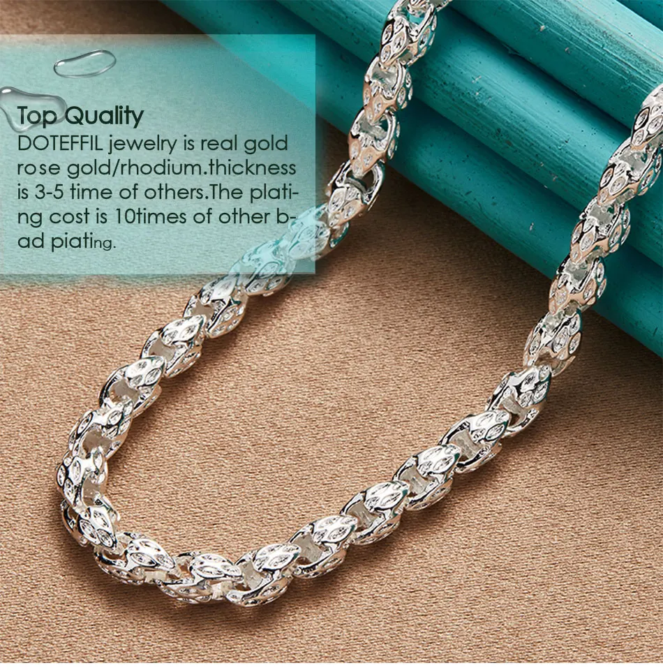 DOTEFFIL Halskette aus 925er-Sterlingsilber, 20/24 Zoll, 5 mm, Wasserhahn-Kette für Damen und Herren, modisch, Hochzeit, Verlobung, Charm-Schmuck – Detail 2