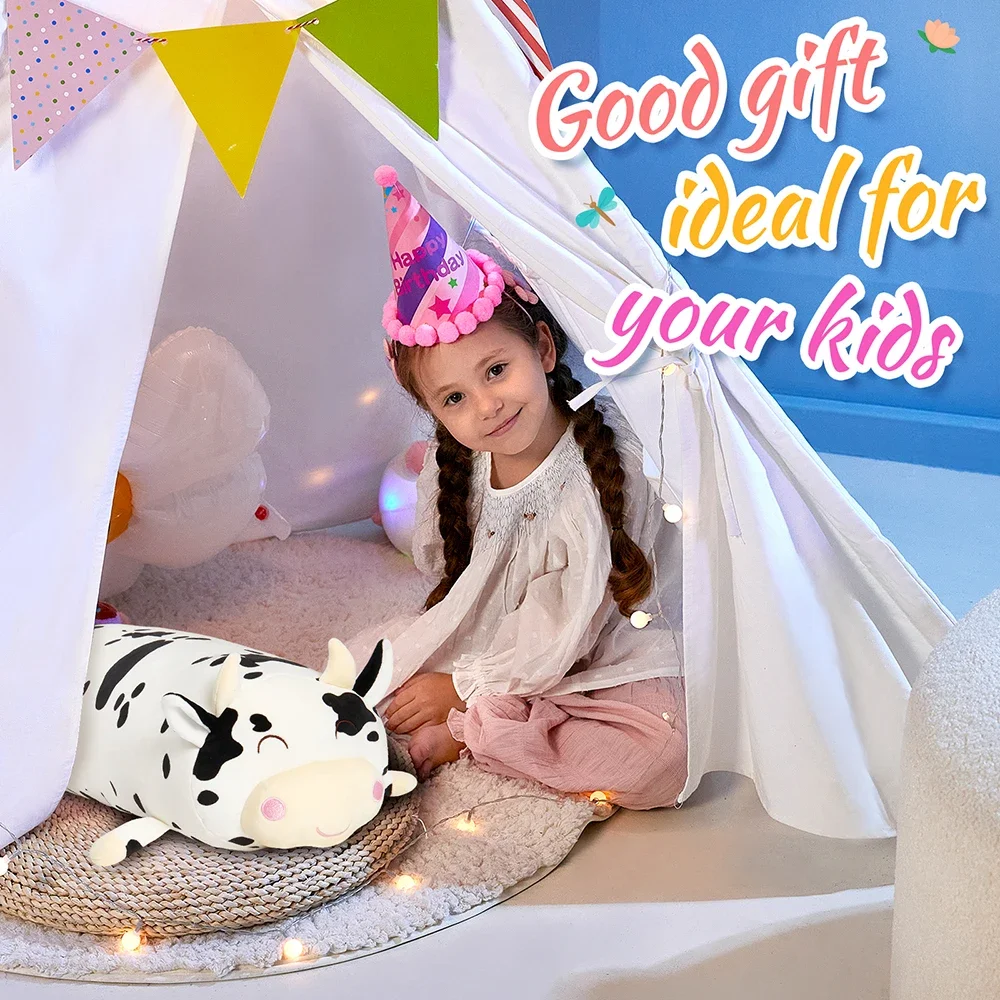 48cm Soft Cow Plush Toys White Black Dot Long Cow Doll Stuffed Animals for Girls Nap Pillow Dairy Long Doll Kids Birthday