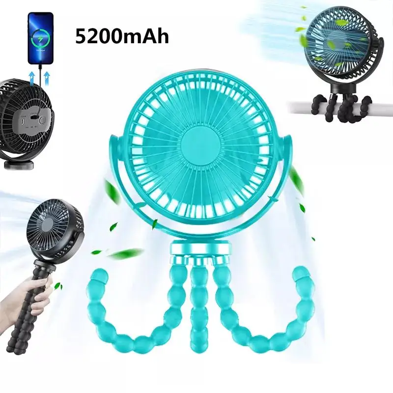 

Outdoor Portable Neck Fan Hand Fan Stroller Fan USB Or 5200mAh Battery Powered Fold Mini Fan Fan Ventilateur Portable
