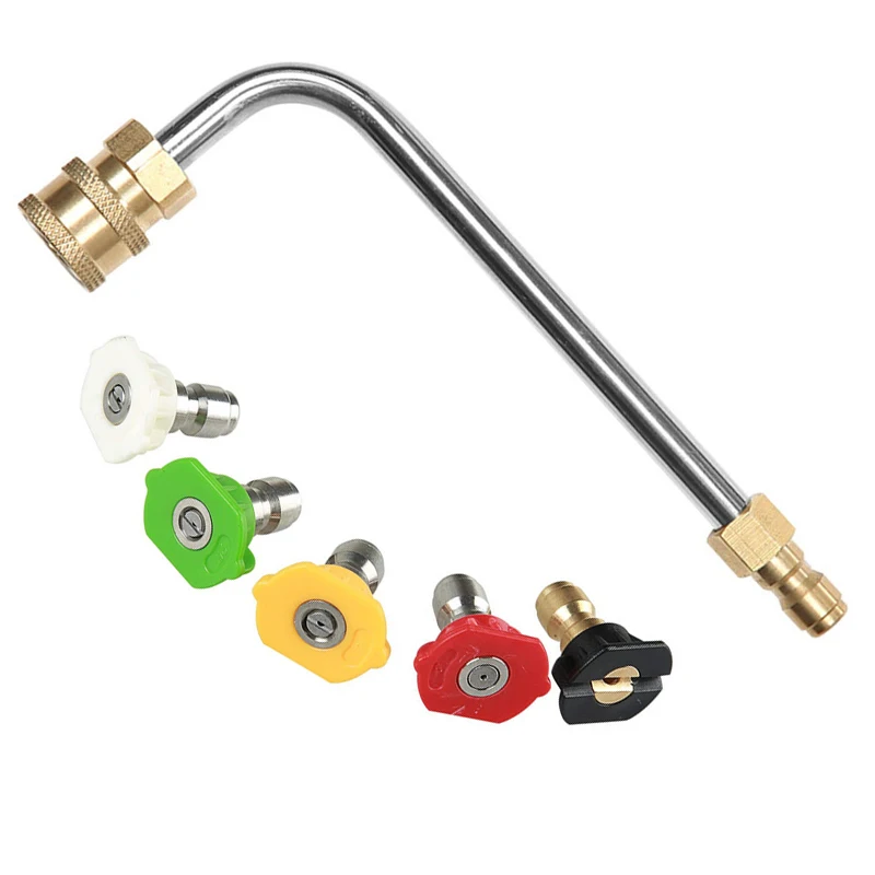 

Experience Unparalleled Cleaning Power with 17cm High Pressure Washer Extension Lance 90 Degree Curve 5 Spray Nozzle Tips