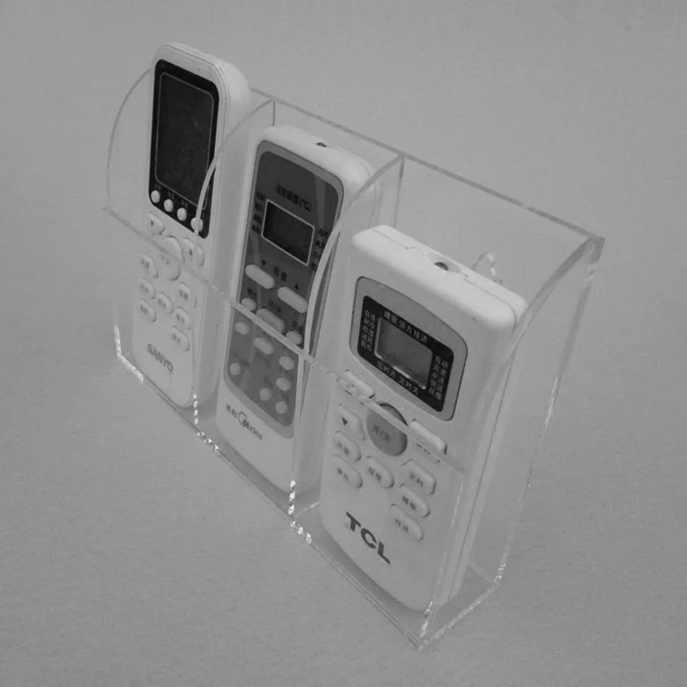 Bracket Remote Storage Box Holder Case Remote Control Storage Box TV Air Conditioner Wall Mount Acrylic Clear Brand New 6