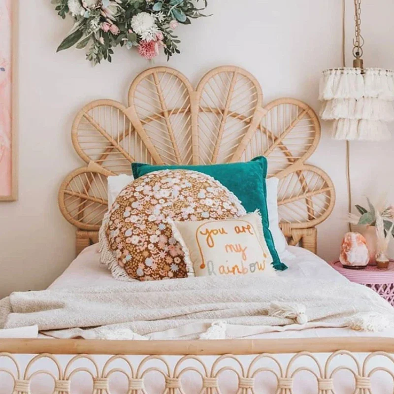 

Vine weaving petal bed head and back board children's room decoration homestay resort project natural rattan