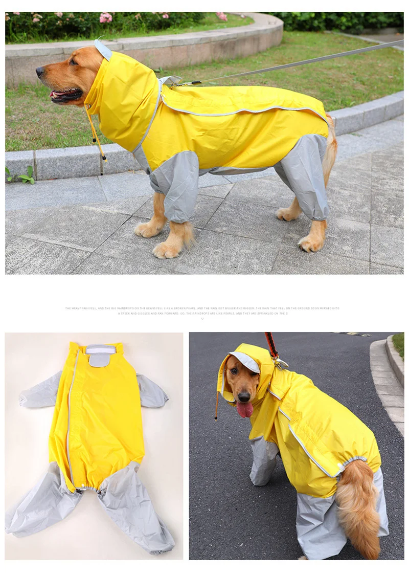 Dog Raincoat Outdoor Waterproof Clothes For Large Small Pet Dog Hooded Jumpsuit Cloak Overalls Rain Coat Labrador Rainproof Coat