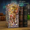 DIY Book Nook Wooden Miniature Model Kit Fairy Tale Elf Castle Casa Bookend Assembled 3D Puzzle Bookshelf Home Decor Gifts 2