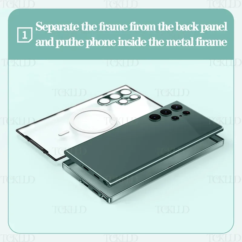 New Streamer Frosted Metal Frame For Samsung Galaxy S22 Ultra Aluminum Alloy Frame Translucent Frosted Magnetic Core Back Coque