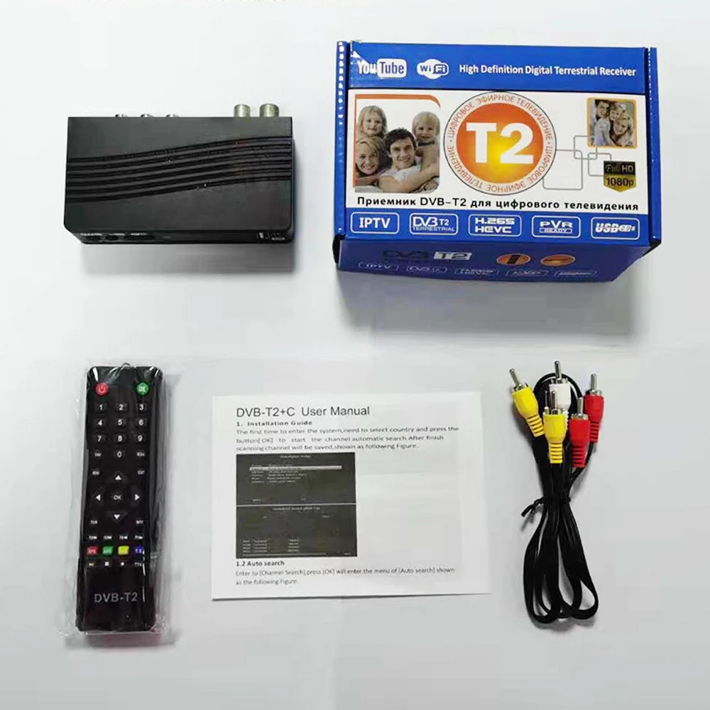 Receptor de sintonizador Dvb-t2 1080psatellite decodificador tv sintonizador  dvb t2 dvb c usb manual ruso incorporado para la supervisión del adaptador