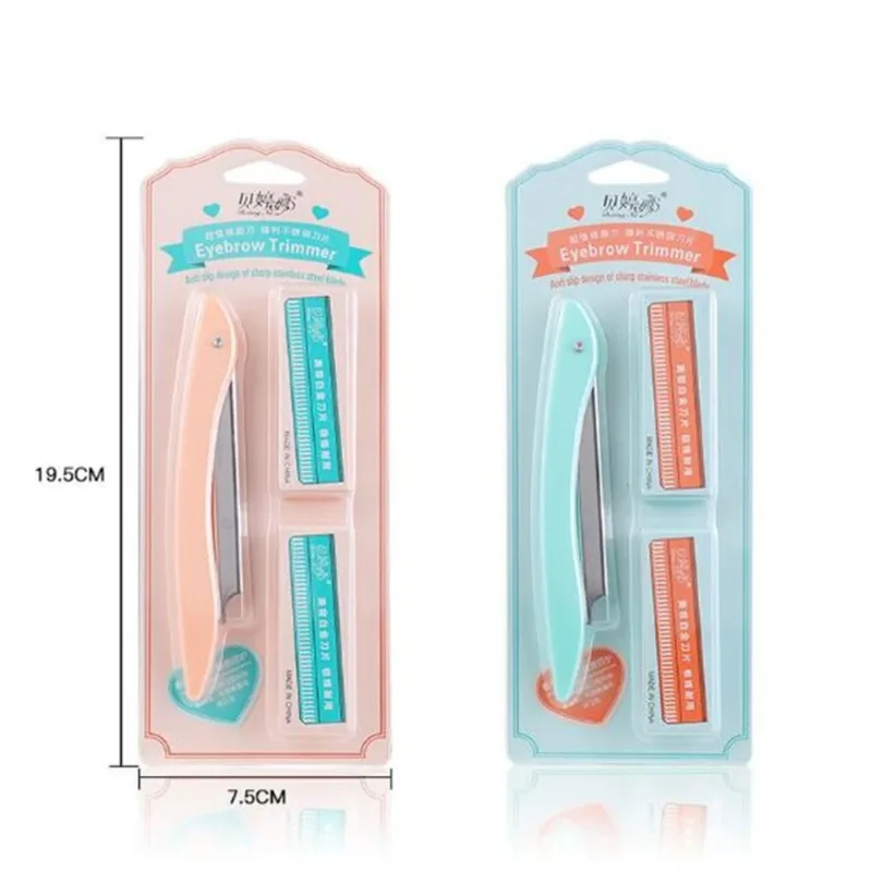 Portable Eyebrow Trimmer 10 Razors Eye Brow Shaper Shaver Face Razor Blade Facial Hair Remover Makeup Tools Women