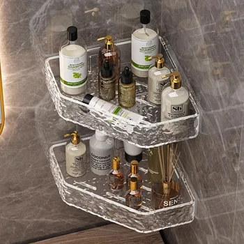 Mensola angolare per montaggio a parete, design ghiacciaio angolare, mensola da bagno, organizer per shampoo, sapone, doccia, caddy, accessori per il bagno