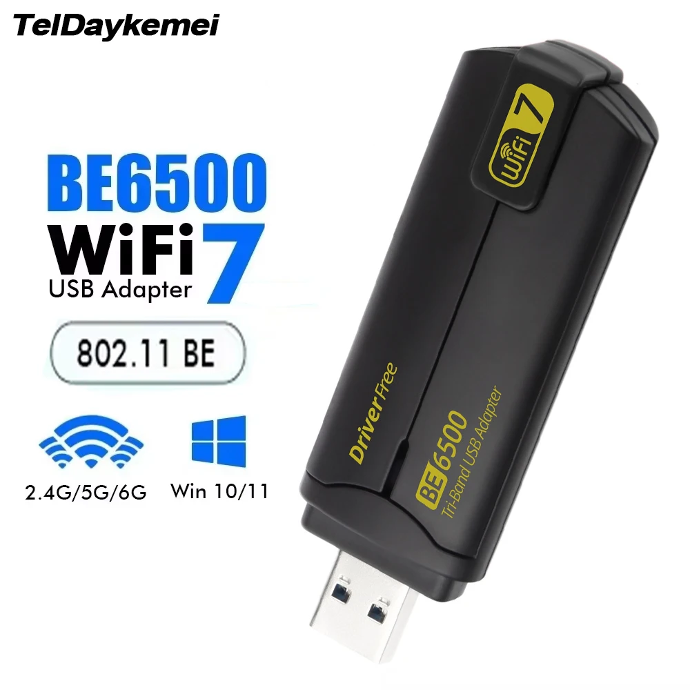 be6500 usb 3.0 wifi 7 adaptateur 2.4g/5g/6ghz carte réseau sans fil 6500mbps 802.11be pour win10/11 pc BE6500 USB 3.0 WiFi 7 adaptateur 2.4G/5G/6GHz carte réseau sans fil 6500Mbps 802.11BE pour Win10/11 PC 1