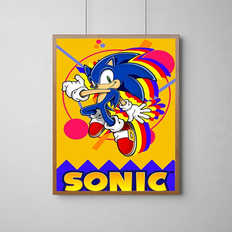 thumbnail image 1 of Póster de S-Sonic H-Hedgehog, póster de juego de dibujos animados, decoración de pared para el hogar, accesorio, pintura sobre lienzo, pinturas decorativas, arte, 1 of 5