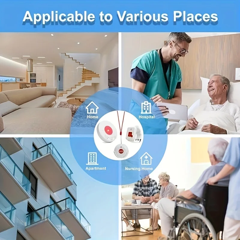 Caregiver Pager Alert Button For Seniors At Home Medical Alert For Elderly/Patient/Disabled Plugin Receiver Emergency Button