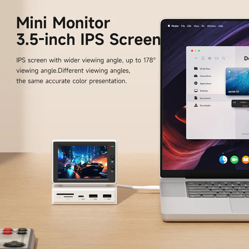 Hagibis-Mini écran IPS avec concentrateur USB C pour ordinateur portable MacPle, moniteur de données, écran AIDA64, CPU, RAM, HDD, 3.5 pouces