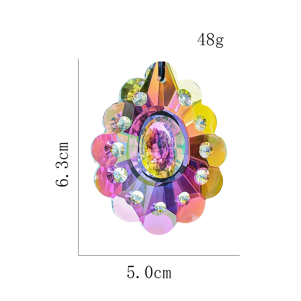 63MM Polished AB Stained Glass Crystal Faceted Prism Chandeliers Hang Decorative Accessories Suncatcher for Windows Decoration