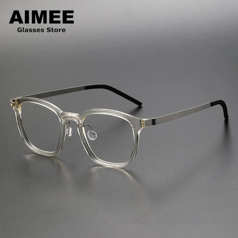 

Denmark Brand Acetate Glasses Frame Men Women Screwless Ultralight Prescription Eyeglasses Retro Square Optical Blue Light Gafas